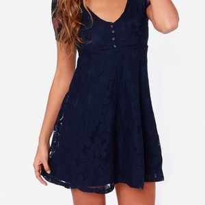 Navy Lulus Lacy Dress
